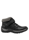 Botín negro para niño, estilo relajado, con soporte de tobillo y ajuste seguro, ideal para paseos y reuniones.