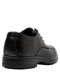 Zapato Derby de cuero negro para hombre, estilo vestir.
