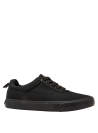 Zapatilla colegial negra unisex para niño con diseño minimalista, ideal para combinar con atuendos casuales y relajados.