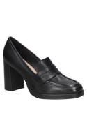 Zapato de cuero negro para mujer, estilo casual elegante con forro suave.