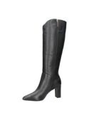 Bota de mujer negra de cuero, estilo casual, diseño clásico y elegante, altura sobre la rodilla, ideal para otoño.
