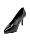 Zapato stiletto negro para mujer, minimalista y versátil, combina con trajes sastre o vestidos elegantes.