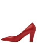 Zapato stiletto rojo de mujer, clásico y atemporal, en cuero, perfecto para elevar un conjunto formal o casual.