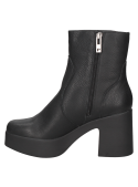 Botín de cuero negro, mujer, casual, caña alta de 14 cm, ideal para invierno.