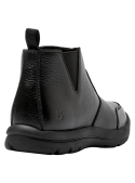 Botín de cuero negro estilo Chelsea para hombre, resistente y duradero.