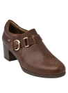 Zapato de cuero marrón cerrado para mujer, versátil para uso diario en entornos laborales, con diseño distinguido.