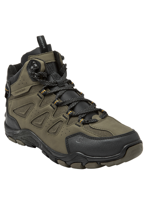 Calzado masculino verde con taco plano de 5.3 cm, ideal para actividades al aire libre.
