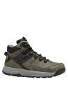 Botín verde casual para hombre, ideal para actividades al aire libre, con suela gruesa y cordones en ojales reforzados.