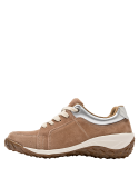 zapatilla rosada de cuero con forro textil, diseñada para uso diario en mujer.
