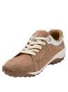 vista de la punta redonda en zapatilla rosada de cuero, estilo casual para mujer.