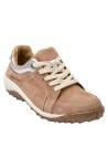 detalle del taco plano de 5 cm en zapatilla rosada de cuero para mujer.