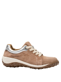 zapatilla rosada de cuero para mujer, estilo casual, ideal para actividades diarias.