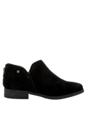Zapato negro de cuero gamuzado para mujer, estilo casual, ideal para el trabajo.