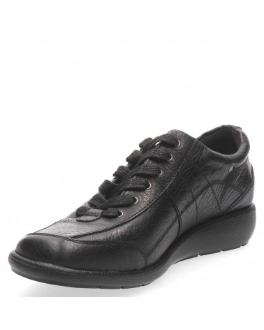 Zapato Coquelicot negro de cuero para mujer, estilo casual con punta cuadrada.