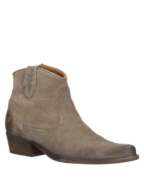 Botín gris de cuero para mujer, estilo vaquero con acento en comodidad y estilo.
