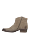 Botín de cuero gris estilo cowboy con taco bloque de 4 cm para mujer.