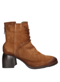 Botín casual de cuero gamuzado camel para mujer, con cordones y suela resistente, proporciona soporte al tobillo.