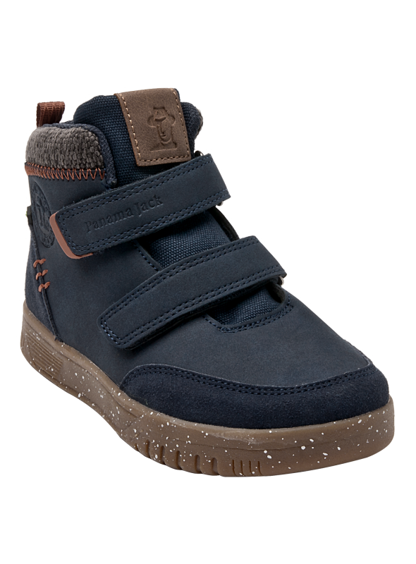 Calzado infantil gris con caña de 7.4 cm, mezcla sintética/textil, perfecto para actividades al aire libre.