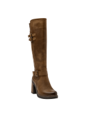 Bota de cuero camel para mujer, suela antideslizante de buena tracción, práctica para distintas superficies.
