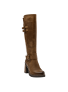 Bota de cuero camel para mujer, suela antideslizante de buena tracción, práctica para distintas superficies.