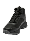 Botín athleisure negro con cordones gruesos y ojales reforzados para un ajuste seguro en caminatas.