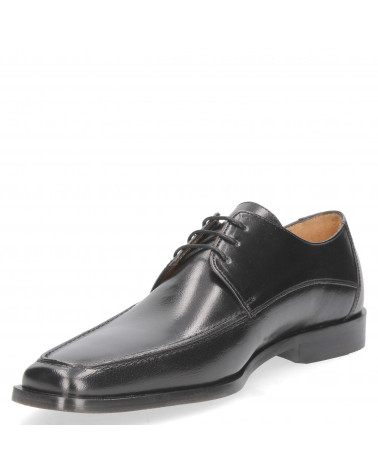 Calzado masculino de cuero negro, diseño derby con cordones, proyecta profesionalismo y sofisticación en eventos formales.