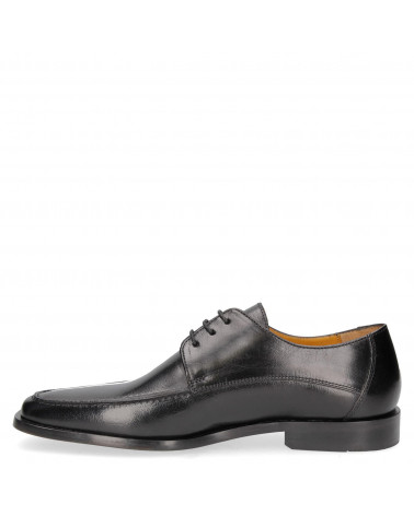 Zapato negro de cuero para hombre, estilo clásico derby, adecuado para reuniones laborales y cenas elegantes.
