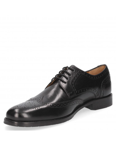 Zapato Oxford brogue de cuero negro para hombre, ideal para entrevistas y eventos profesionales.