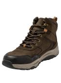 Calzado de cuero marrón estilo outdoor para hombre, estructura media que ofrece soporte al tobillo y ajuste firme.