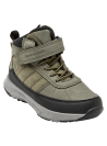 Botín de niño en color oliva con cierre de cordones y velcro, combinación perfecta de estilo casual y funcionalidad.