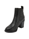 Elegante botín negro de cuero para mujer, diseñado para comodidad y versatilidad.