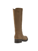 Bota beige de mujer en cuero, estilo casual con diseño western y caña alta, ideal para un look boho-chic o urbano.