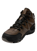 Botín marrón de senderismo para hombre con suela antideslizante, diseñado para terrenos irregulares y condiciones adversas.