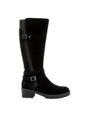 Bota negra de mujer versátil, ideal para temporadas frías, combinando protección y estilo en un diseño moderno.