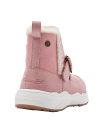 Bota rosada casual para niña con diseño moderno, media caña y borde de pelaje, ideal para días fríos y moda urbana.
