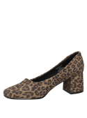 Clásico zapato de mujer en cuero charol animal print, minimalista y discreto, adecuado para entrevistas y cenas de gala.