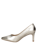 Zapato de vestir en cuero dorado para mujer, sofisticado Pollini J211 con acabados premium.