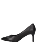 Zapato de vestir negro para mujer, cuero premium, versátil para oficina y eventos sociales.