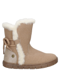 Bota camel casual para niña con remache lateral discreto, perfecta para actividades informales y mantener el confort.