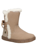 Bota camel casual para niña, adornada con un lazo posterior que añade un toque delicado y juvenil al diseño acogedor.