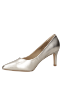 Zapato de vestir dorado para mujer en cuero, elegante diseño Pollini J211 con taco aguja de 7.1 cm.