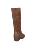 Bota casual de cuero café para mujer, sofisticada y práctica, adecuada para el uso diario en otoño e invierno.
