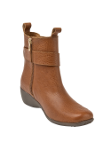 Botín Chelsea camel de cuero para mujer, protección contra frío y humedad.