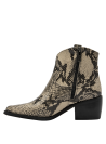 Botín de cuero 100% pitón para mujer, con detalles de textura de piel de serpiente y hebilla decorativa, perfecto para citas.