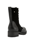 Calzado casual de cuero negro, estilo militar con suela antideslizante y tacón cuadrado, ideal para el otoño e invierno.
