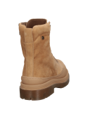 Botín camel de cuero gamuzado para mujer, estilo informal.