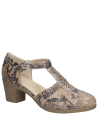 Calzado casual de cuero pitón para mujer con altura de caña de 5.7 cm y taco bloque.