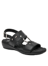 Sandalia negra de cuero para mujer, estilo informal, combina resistencia y ligereza.