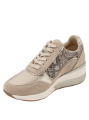Zapatilla casual beige para mujer, diseño moderno con cuero premium y comodidad superior.