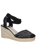 Alpargata negra de mujer estilo casual Pollini K325 con taco cuña de 5 cm y punta redonda.